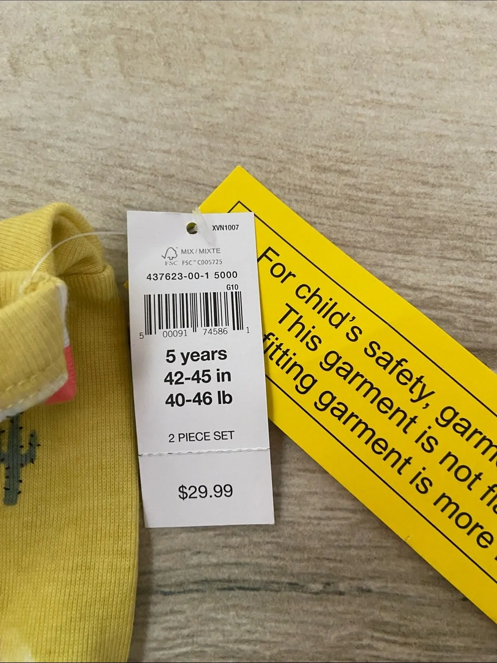 GAP Kids 5T Organic Pajamas Set Long Sleeve Long Pants Yellow Llama Print New
